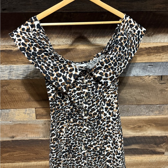 Express Dresses & Skirts - Express x Rocky - Leopard Print Button-Front Dress - Brown Black White
